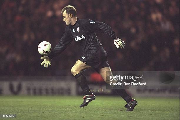 Gary Walsh of Middlesbrough in action during the FA Carling Premier league match between Middlesbrough and Manchester United at the Riverside stadium...