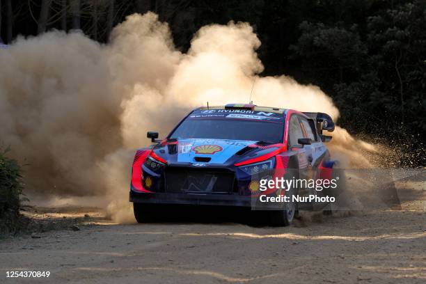 Thierry NEUVILLE and Martijn WYDAEGHE in HYUNDAI i20 N Rally1 HYBRID in action SS1 Lousa of WRC Vodafone Rally Portugal 2023 in Lousa - Portugal, on...