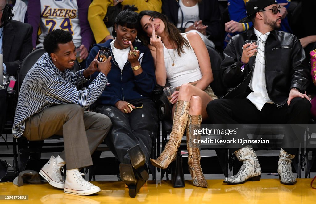 Celebrities At The Los Angeles Lakers Game