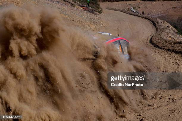 Esapekka LAPPI and Janne FERM in HYUNDAI i20 N Rally1 HYBRID in action SS7 Mortagua of WRC Vodafone Rally Portugal 2023 in Lousa - Portugal, on May...