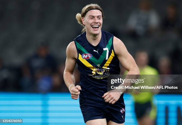 Harley Reid of the AFL Academy in action during the match between the AFL Academy Boys and Carlton VFL at Marvel Stadium on May 13, 2023 in...