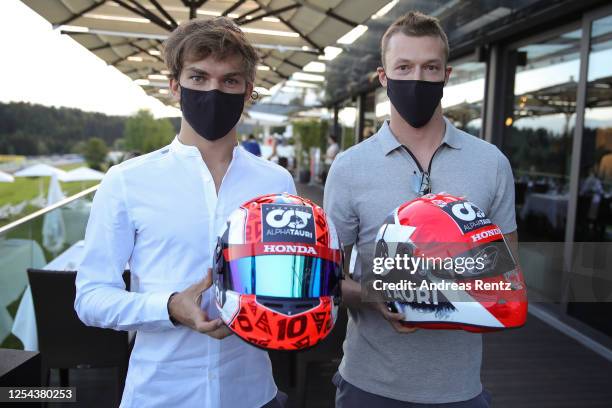 Making a very brief appearance, fully sanitized, masked-up and extremely socially distanced, were Scuderia AlphaTauri drivers Pierre Gasly and Daniil...