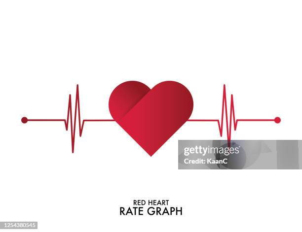 心臓パルス。赤と白の色。ハートビート孤独、心電図。フラット スタイルのベクトルイラストレーション。ストックイラスト - listening to heartbeat点のイラスト素材／クリップアート素材／マンガ素材／アイコン素材