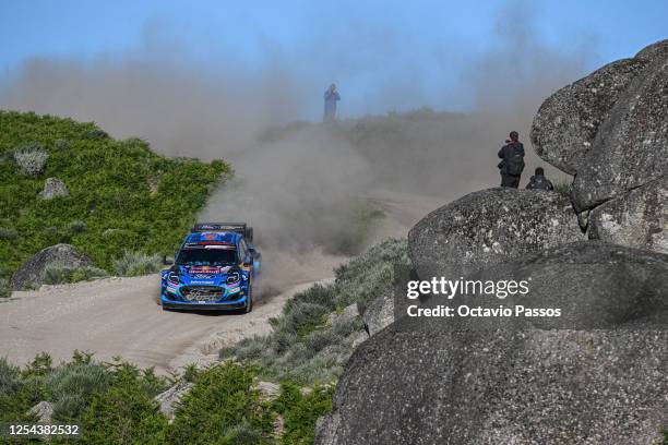 Pierre-Louis Loubet of France and Nicolas Gilsoul of Belgium compete in their FORD Puma Rally1 HYBRID during the SS9 Vieira do Minho on Day Three of...