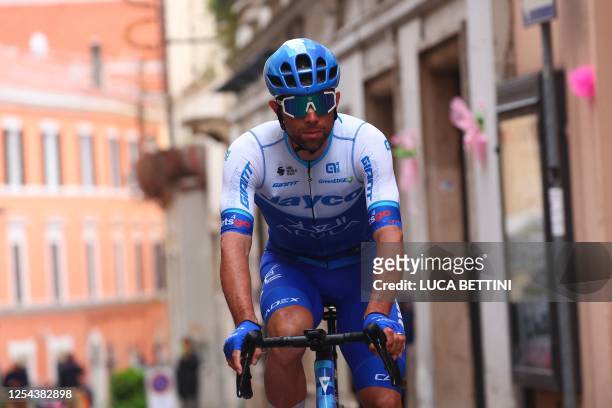 Team Jayco AlUla's Australian rider Michael Matthews arrives for the eighth stage of the Giro d'Italia 2023 cycling race, 207 km between Terni and...