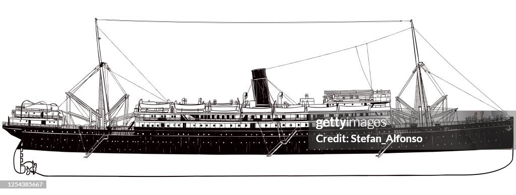 Vector drawing of an old ship