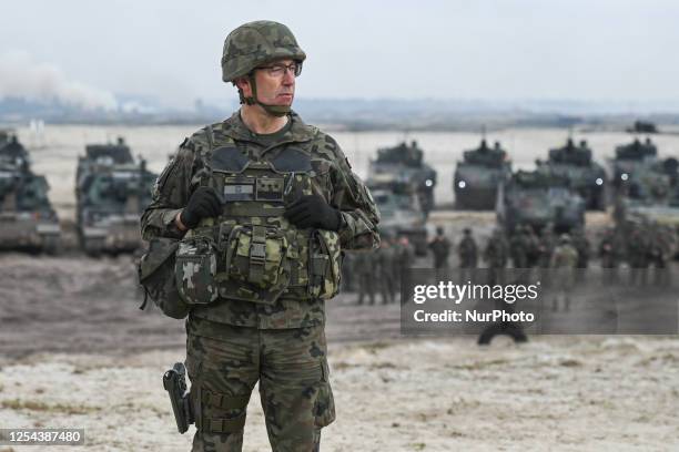 Lieutenant general Tomasz Piotrowski, the Operational Commander of the Armed Forces, addresses the participants of the ANACONDA-23 military exercise...