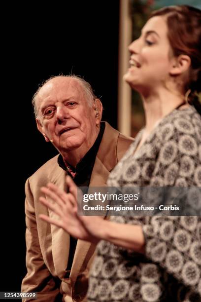 Dario Fo performs at Teatro degli Arcimboldi on November 28, 2014 in Milan, Italy.