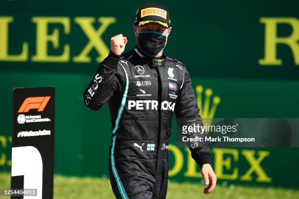 Race winner Valtteri Bottas of Finland and Mercedes GP during the Formula One Grand Prix of Austria at Red Bull Ring on July 05, 2020 in Spielberg,...