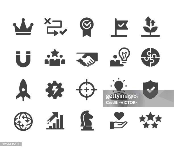 core values icons set - classic series - hartnäckigkeit stock-grafiken, -clipart, -cartoons und -symbole