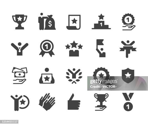 awards and success icons - classic series - applauding stock illustrations