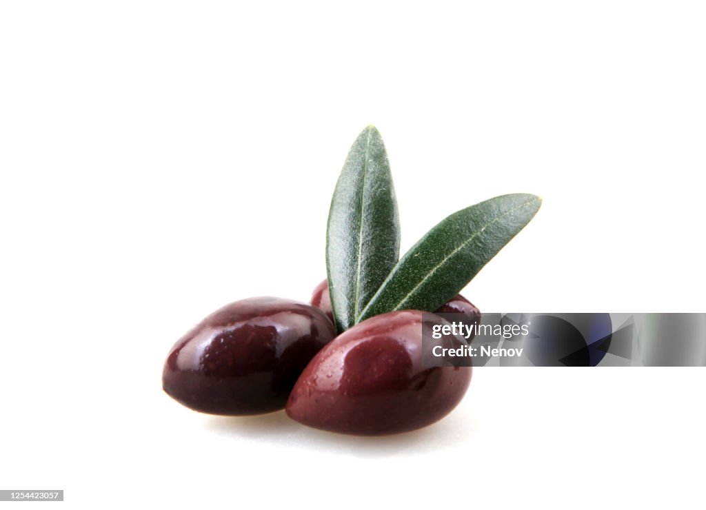 Black Olive Fruits Isolated On White Background
