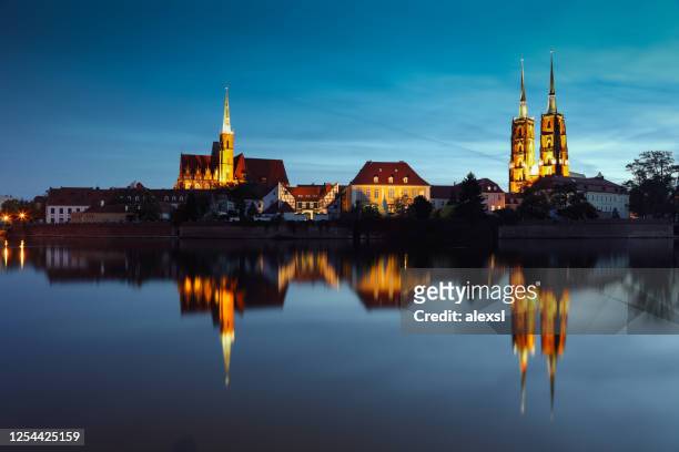 wroclaw city skyline cityscape architecture poland - breslau stock pictures, royalty-free photos & images