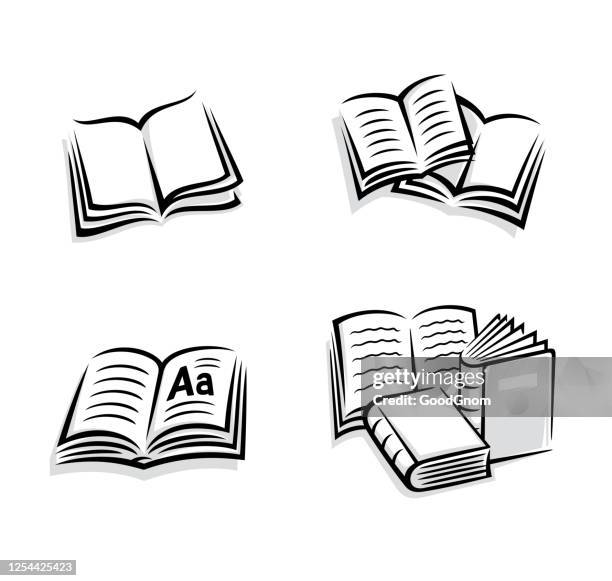 book icons - library logo design stock illustrations