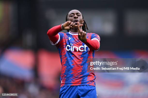 Eberechi Eze of Crystal Palace celebrates after his first goal during the Premier League match between Crystal Palace and AFC Bournemouth at Selhurst...