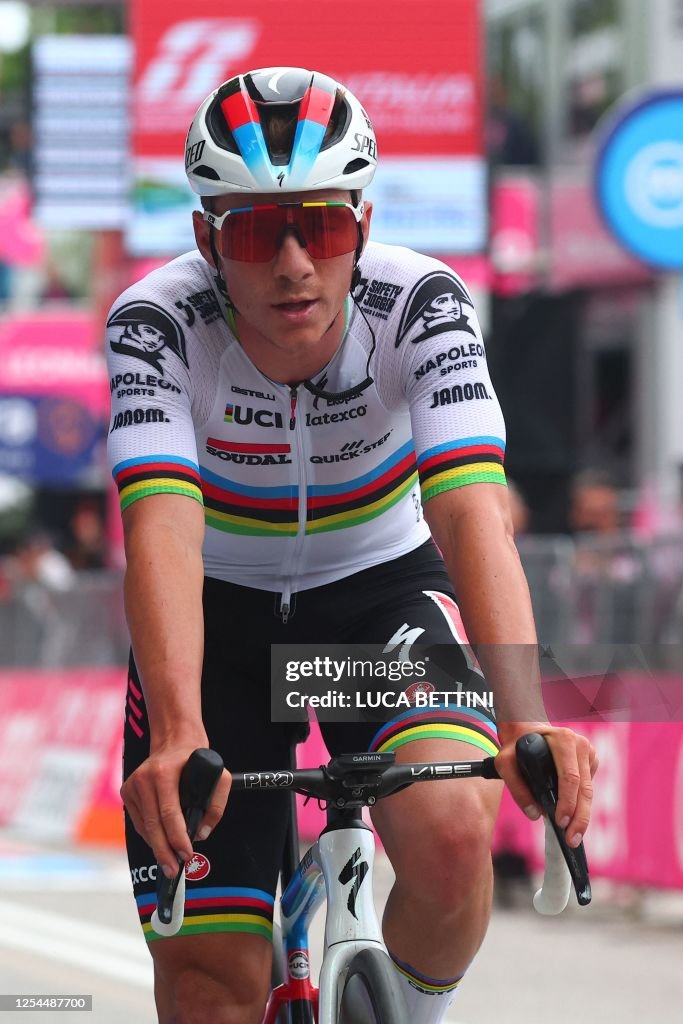 Soudal - Quick Step's Belgian rider Remco Evenepoel crosses the... News ...
