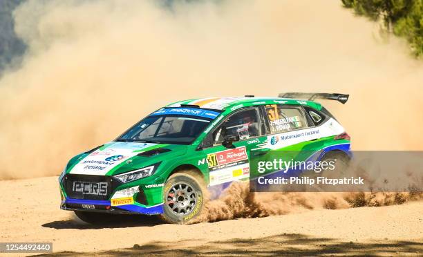 Porto , Portugal - 13 May 2023; Josh McErlean and John Rowan of Ireland in their Hyundai i20 during day three of the FIA World Rally Championship...