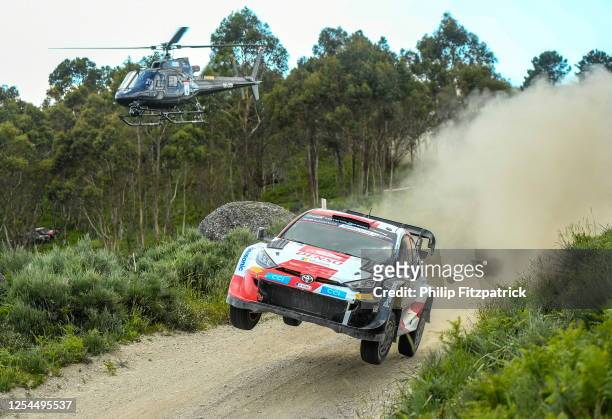 Porto , Portugal - 13 May 2023; Takamoto Katsuta and Aaron Johnston in their Toyota GR Yaris Rall during day three of the FIA World Rally...