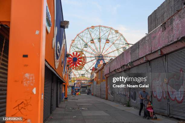 View of Deno's Wonder Wheel Amusement Park in Coney Island as New York City moves into Phase 2 of re-opening following restrictions imposed to curb...