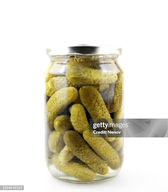 marinated pickles isolated on white - pickled stock pictures, royalty-free photos & images