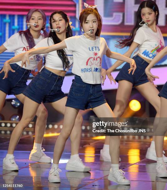 Kang Hye-Won, Kwon Eun-Bi, Hitomi Honda, Jang Won-Young of Iz*One during MBC music program 'Show Champion' at MBC Dream Center on June 24, 2020 in...