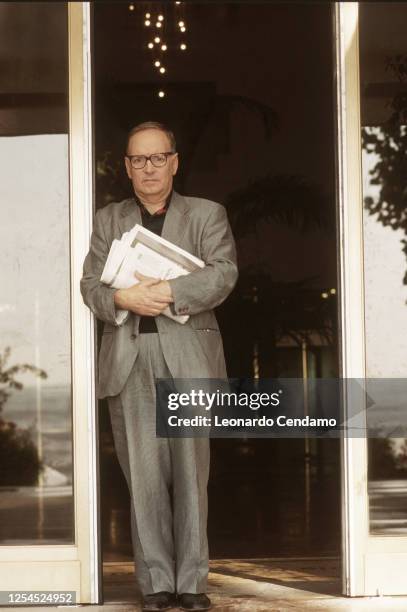 Italian composer, orchestrator, conductor, and former trumpet player Ennio Morricone , Lido , September 1995.