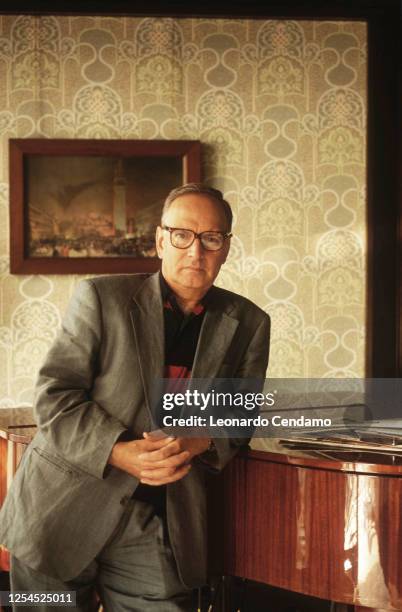 Italian composer, orchestrator, conductor, and former trumpet player Ennio Morricone , Lido , September 1995.