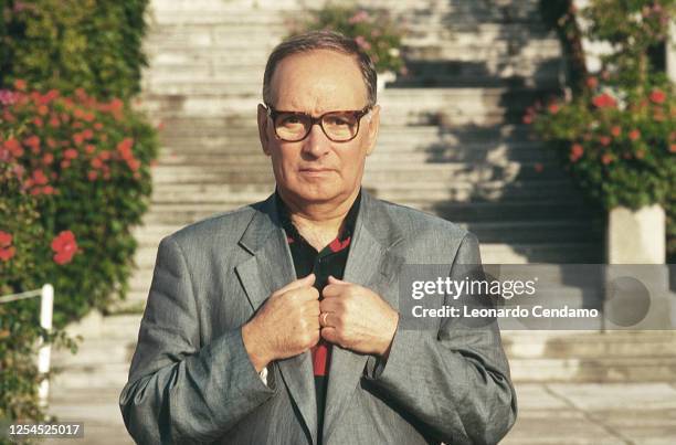 Italian composer, orchestrator, conductor, and former trumpet player Ennio Morricone , Lido , September 1995.