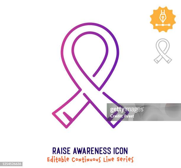 stockillustraties, clipart, cartoons en iconen met verhoging van het bewustzijn continue lijn bewerkbare lijn lijn lijn - aids awareness ribbon