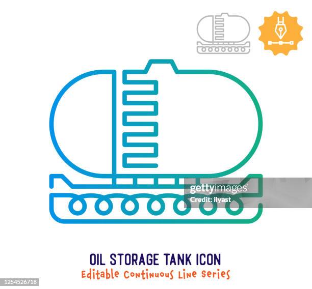 oil storage tank continuous line editable stroke line - single line drawing building stock illustrations