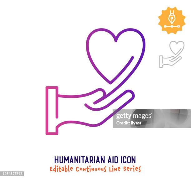 humanitarian aid continuous line editable stroke line - community involvement icon stock illustrations