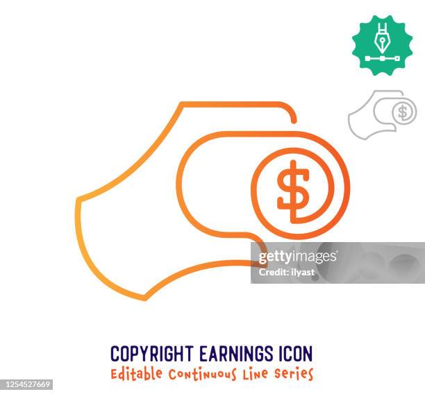 copyright earnings continuous line editable stroke line - continuous line hand stock illustrations