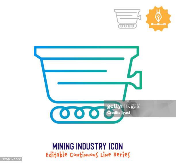 mining industry continuous line editable stroke line - quarry stock illustrations