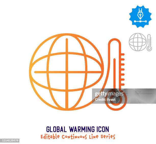 global warming continuous line editable stroke line - climate change infographic stock illustrations