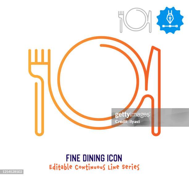 stockillustraties, clipart, cartoons en iconen met fine dining continuous line bewerkbare lijn lijn lijn - keukenmes