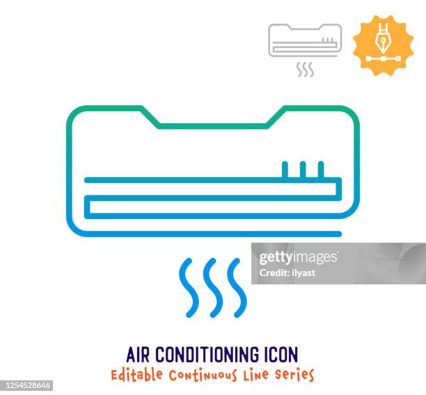 air conditioning continuous line editable stroke line - appliance installation stock illustrations