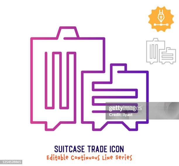 suitcase trade continuous line editable stroke line - packing suitcase summer stock illustrations