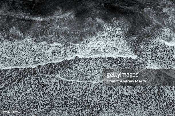 beach, sea, waves and coastline in australia, aerial view - black and white wave stock pictures, royalty-free photos & images