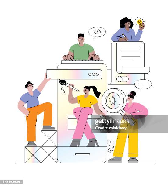 app development - illustration technique stock illustrations