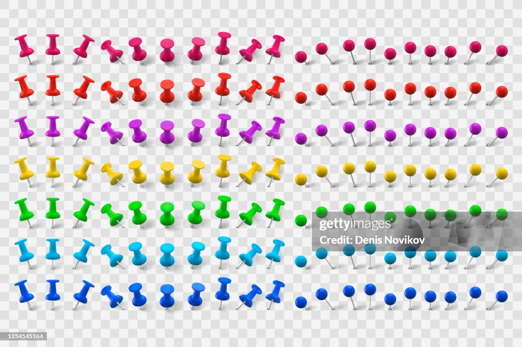 All Set Pin Image Realistic Pins Set Collection High-Res Vector Graphic - Getty Images