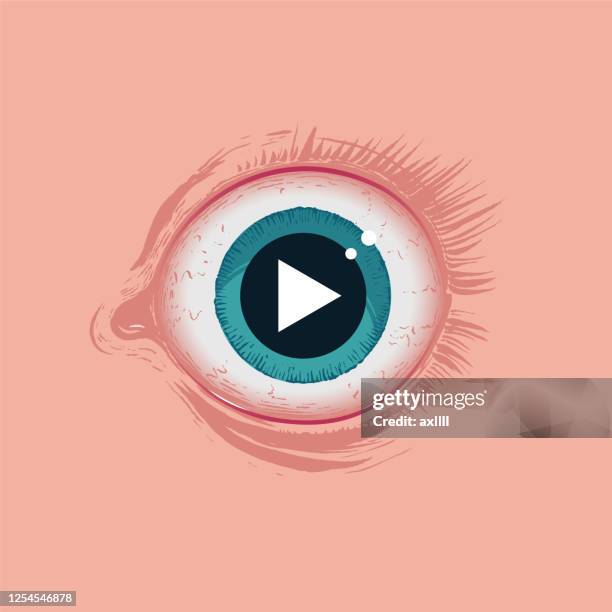 watch eye video streaming - iris closeup stock illustrations
