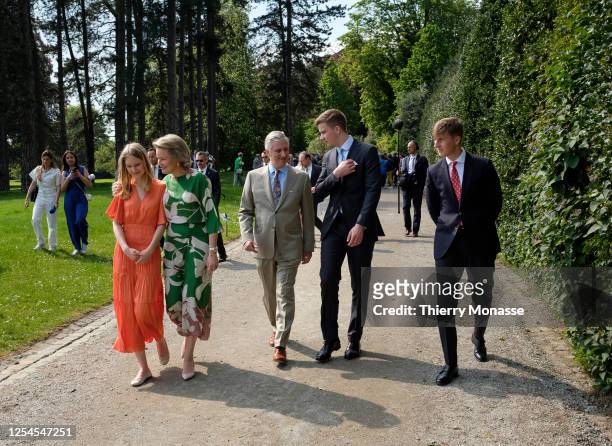 Princess Eleonore, Duchess of Brabant, the Queen Mathilde d'Udekem d'Acoz, the King Philippe of Belgium, the Prince Gabriel and the Prince Emmanuel...