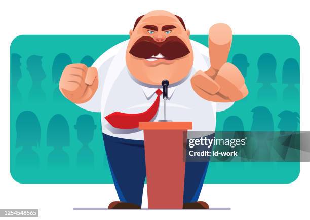 manager delivering speech - one mature man only stock illustrations