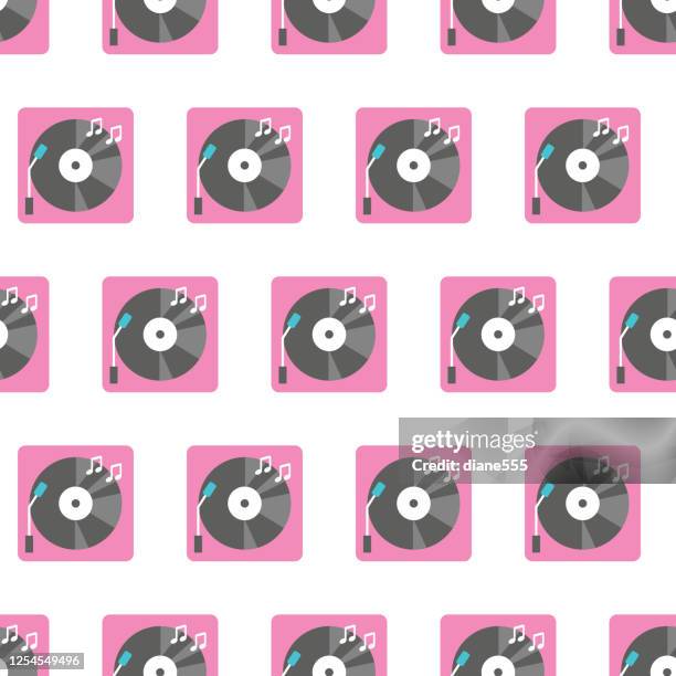 colorful record player seamless pattern - deck background stock illustrations
