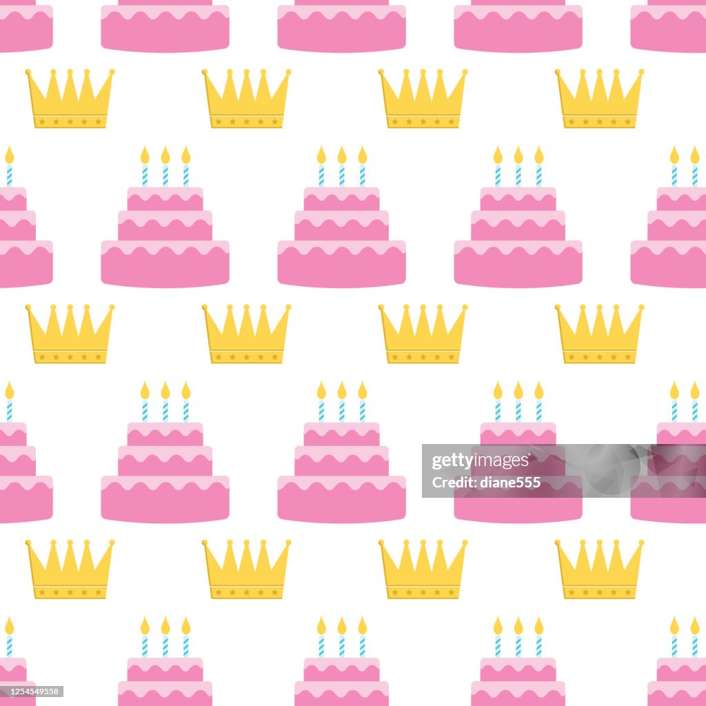 Colorful Birthday Cake Seamless Pattern
