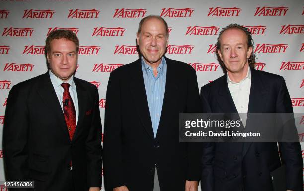 Variety Associate Features Editor David Cohen, Founder, The Tornante Company Michael Eisner and Variety President Neil Stiles attend Variety's...