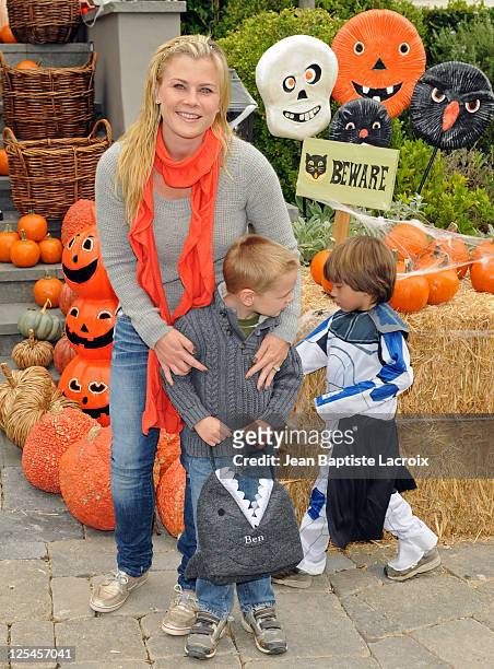 Alison Sweeney and son, Benjamin Sanov attend the Pottery Barn Kids' Halloween Carnival benefitting Operation Smile at a private residence on October...