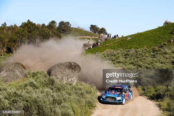 Pierre-Louis LOUBET and Nicolas GILSOUL in FORD Puma Rally1 HYBRID in action SS9 Vieira do Minho of WRC Vodafone Rally Portugal 2023 in Vieira do...