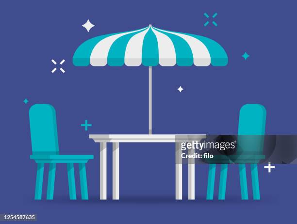 outdoor dining - self service stock illustrations