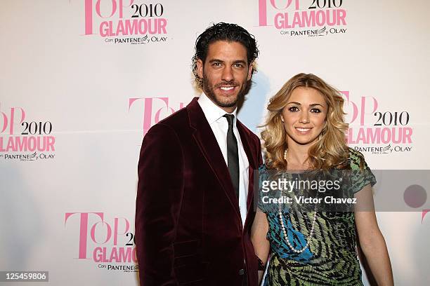 Actor Erick Elias and his wife Karla Guindi attend the Top Glamour Awards 2010 pink carpet at Casino Del Bosque on October 28, 2010 in Mexico City,...
